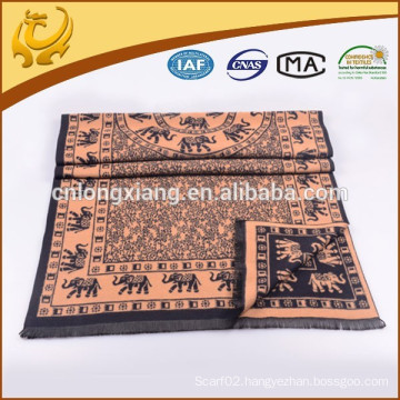 Factory Custom Fashion 100% Viscose Pashmina Arab Shawl Scarves, Wholesale Elephant Jacquard Brand Name Scarf